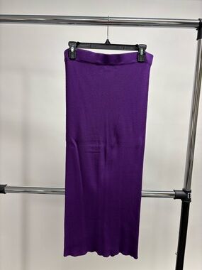 Mango Purple Knit Ribbed Fitted Maxi Skirt